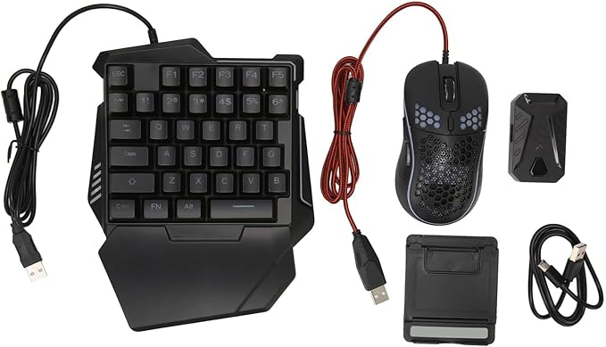 One Hand RGB Gaming Keyboard and Mouse Combo Half Hand Gaming Keyboard Set Mechanical Feeling Keyboard for Mobile Games