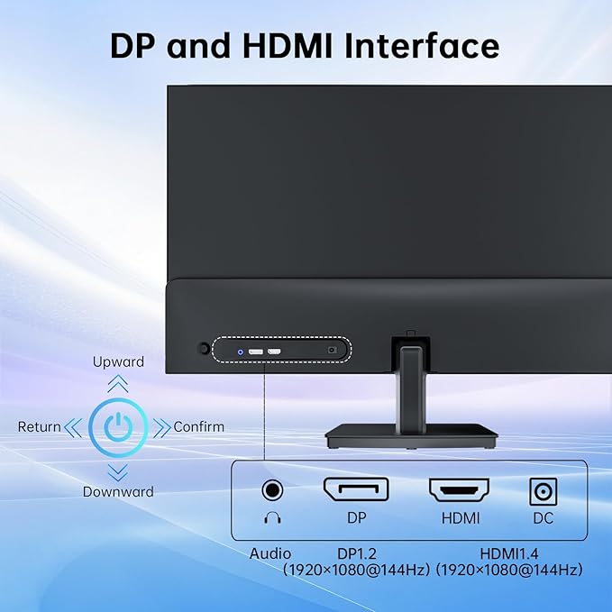 KTC 23.8 Inch Gaming Monitor FHD@144Hz 120Hz Monitor with IPS Panel Hardware Anti-Blue Light 95% DCI-P3 99% sRGB ΔE＜2 300 cd/㎡ 1500:1 Flicker Free and Adaptive Sync for Working and Gaming