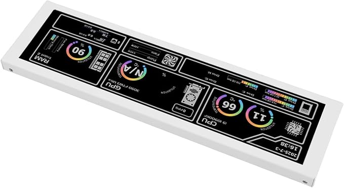 Jiawu Computer Temp Monitor 8.8 Inch FHD LCD Screen 1920x480 178° Viewing Angle Real Time PC Temperature Display Mini Monitor for PC with Type C Connectivity for CPU GPU RAM HDD (White)