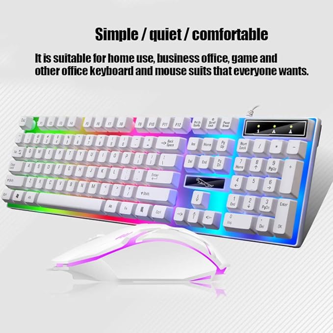 Arinda Wired Gaming Keyboard and Mouse Set Colorful LED Backlit USB Gaming Keyboard Mouse for Laptop PC Gamers