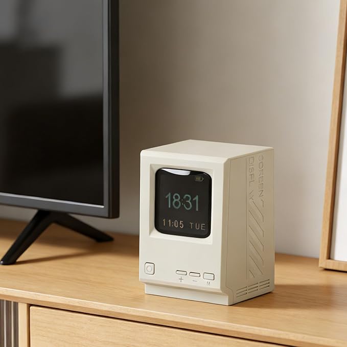 Yosoo Retro Computer Speaker Clock Portable Mini Speaker with USB Charging and Digital Clock Display for Desktop and Outdoor Use
