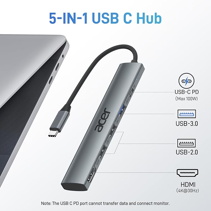 5 in 1 USB C Hub Bundle with 2 in 1 USB SD Card Reader