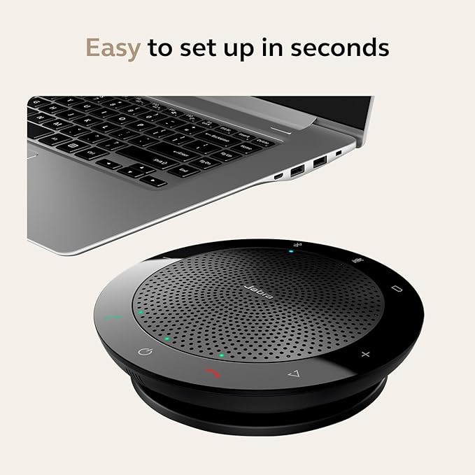 Jabra Speak 510 (2025 Edition) Portable Wireless Bluetooth Speaker with Link 370 USB Adapter for Meetings and Calls with Crystal-Clear Sound Works with Microsoft Teams Black