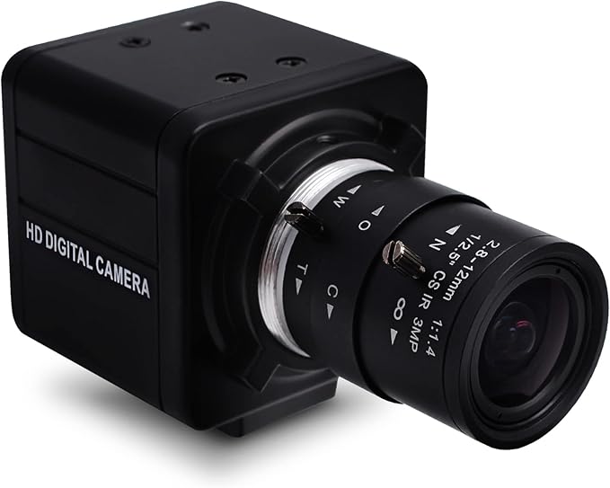 SVPRO 4K Webcam with Zoom Lens HD Manual Focus 4K 30fps Close-up Camera with 2.8-12mm Varifocal Lens 4X Optical Zoom External PC Camera for Windows Linux Android Mac OS Raspberry Pi