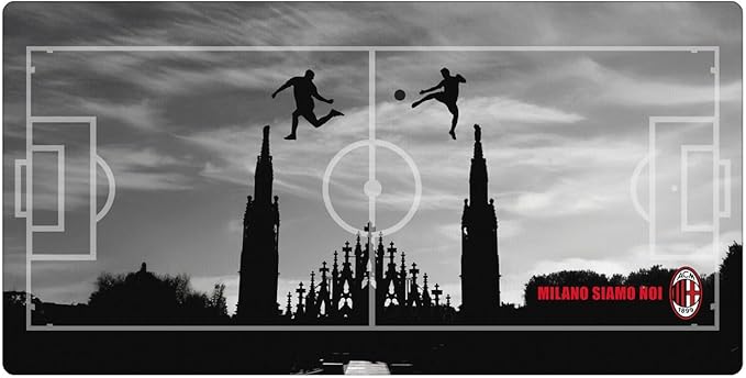 Head Case Designs Officially Licensed AC Milan Milano Siamo NOI Crest Logo 23.62 x 11.81 x 0.12 inches (600 x 300 mm) - L Gaming Office Desk PC Keyboard Mouse Mat Pad
