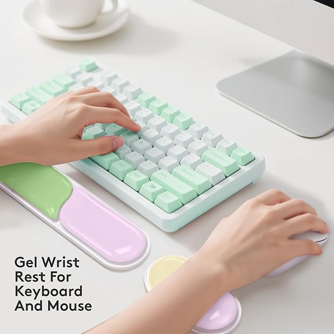 Keyboard and Mouse Wrist Rest Pad Soft Gel Wrist Support Pad with Non-Slip Base Upgrade Ergonomic Wrist Rest Support Set for Office Gaming Pink Green Orange