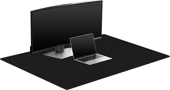 ZORESYN Leather Desk pad (47.24 x 31.50) - pu Leather Desk mat with Suede Base - Large Gaming Mouse pad Waterproof Table Mat Desktop Writing Pad Mouse Mat (Black)