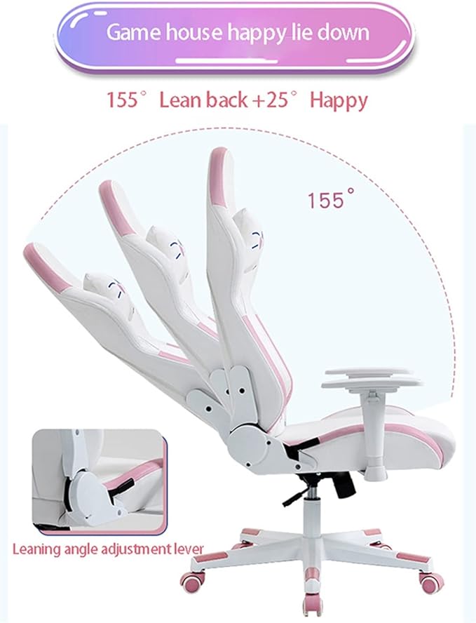 Adjustable Office Computer Chair with Armrest Pink Game Chair Home Computer Chair Office Chairs