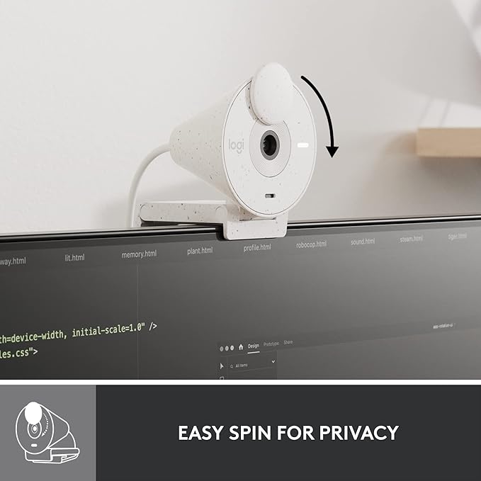 Logitech Brio 300 Full HD Webcam auto Light Correction Noise reducing mic Privacy Shutter USB-C Works with Microsoft Teams Google Meet Zoom for Streaming and Video Calling - White