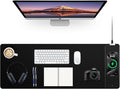 Mouse Pad with Wireless Charging Black Mousepad Long Desk Mat Large Gaming Mouse Pad Soft Mouse Pad Gaming Desk Pad with Non-Slip Rubber Base Extended Computer Keyboard Mat Office Mice Pad