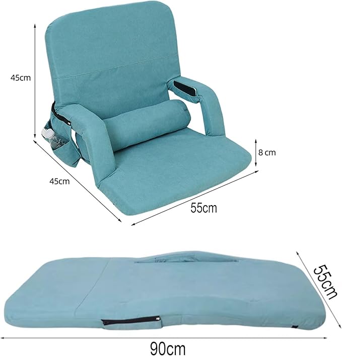 Gaming Chair Floor Made of Cotton and Linen High-Density Sponge Filling Floor Seat Indoor Chaise Lounge with 5 Adjustable Positions Wide Armrest Design(Brown90 * 55 * 8CM)