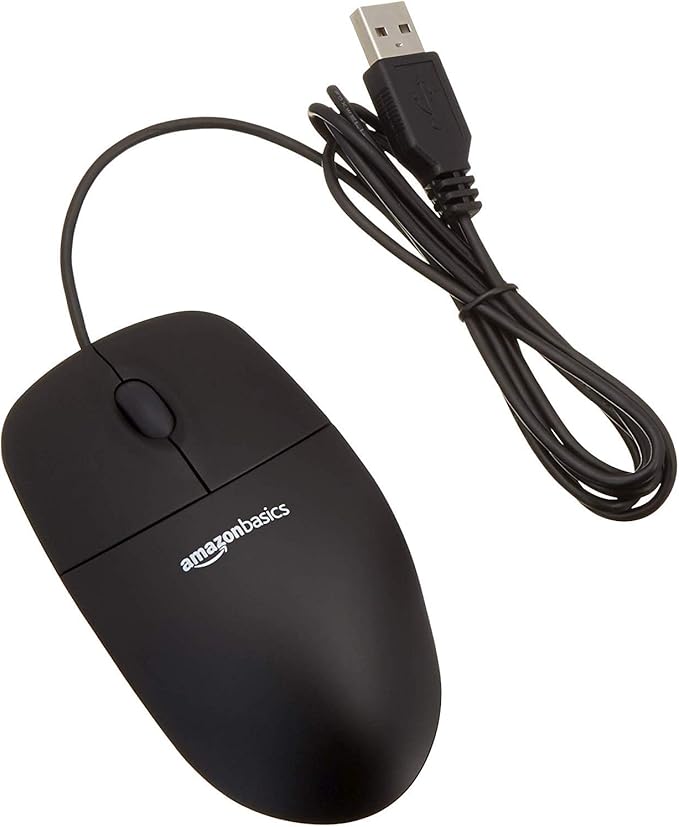 AmazonBasics 15.6-Inch Laptop Computer and Tablet Shoulder Bag Carrying Case Black 1-Pack Bundle with AmazonBasics 3-Button USB Wired Computer Mouse (Black) 1-Pack