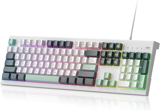 MageGee Creamy KeyboardsK2 Classic Keyboard Wired RGB Backlit 104 Keys Waterproof Ergonomic KeyboardPC Keyboards for PC/loptop/MAC-Geeen