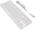 Mechanical Gaming Keyboard 87 Key Wired Stepped Ergonomic Design Keyboard White Light Compact PC Keyboardwith Blue Switches (White)