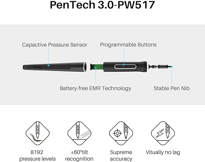 HUION Kamvas 22 Plus QLED Drawing Tablet with Full-Laminated Screen USB-C Connection 140% sRGB Tilt 21.5 inch Graphics Art Tablet and Large Size Glove