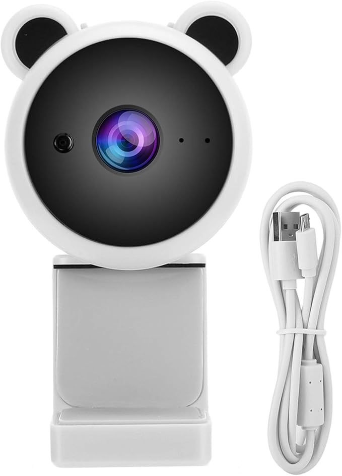 Webcam HD USB Computer Camera Webcam with Mic Video Recordin Diital Webcam for Live Broaast(White)