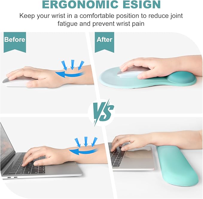 4-in-1 Large Gaming Mouse Pad Keyboard Wrist Rest Pad &amp Wrist Support Mousepad Set Extended Desk Pad Waterproof Desk Mat Protector for Home Office Decor Study Game 35.4×15.7 Inches I Mint Green