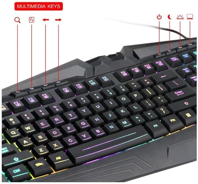Backlit Wired Gaming Keyboard and Mouse Combo Illuminated Cable Game Support Waterproof Line Length 1.8 Meters