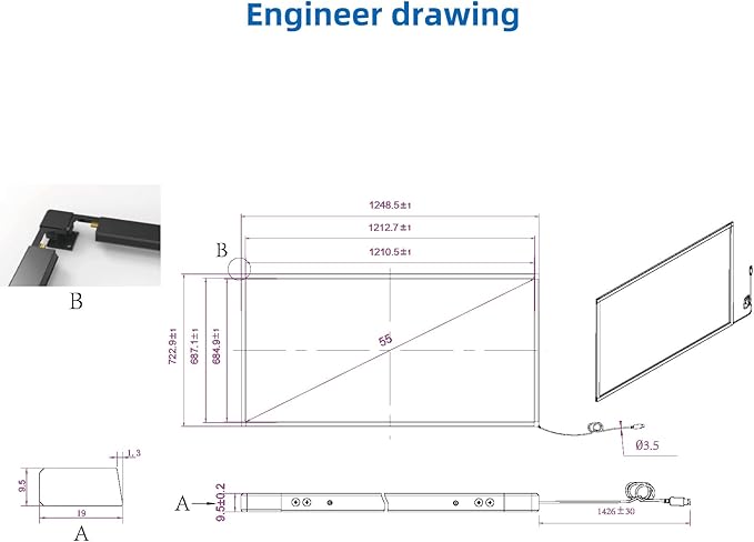 55 Inch Multi 10 Points IR Touch Screen OverlayIR Infrared Touch Frame Driver Free with USB Interface
