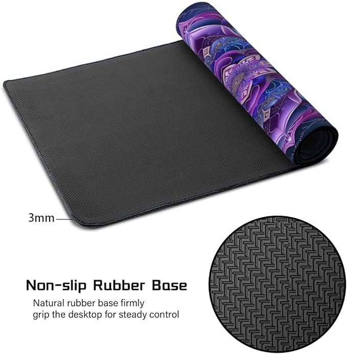 Purple Mandala Flower Floral Large Mouse Pad Gaming Mousepad Desk Mat for Desktop Computer Keyboard Waterproof Mouse Mat Desk Pad with Non-Slip Base for Game School Office Home 35.4 x 15.7