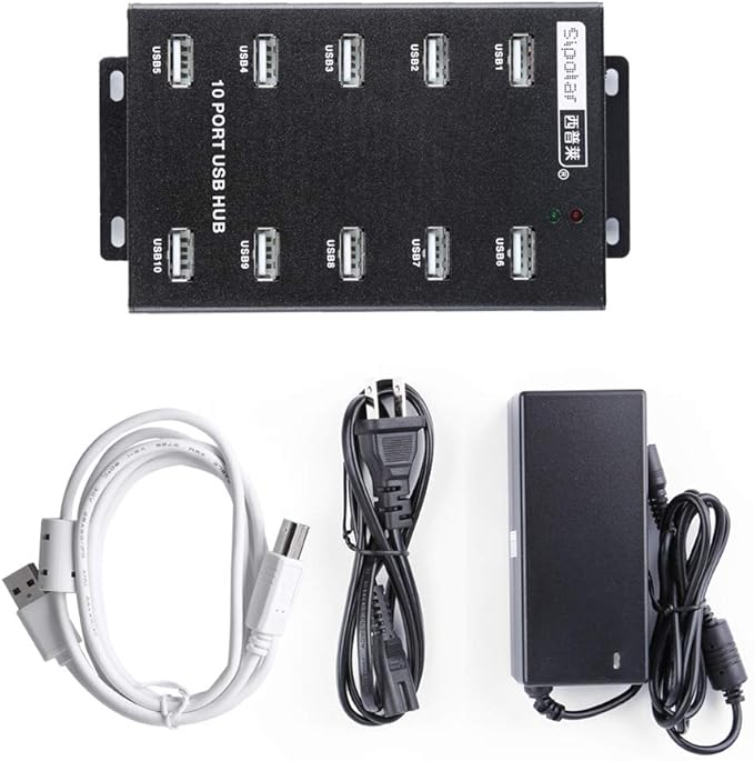 Sipolar-USB Hub- 10 Ports USB Data Hub-Industrial USB Powered Hub - USB 2.0 Hub for Mining Bitcoin Miner