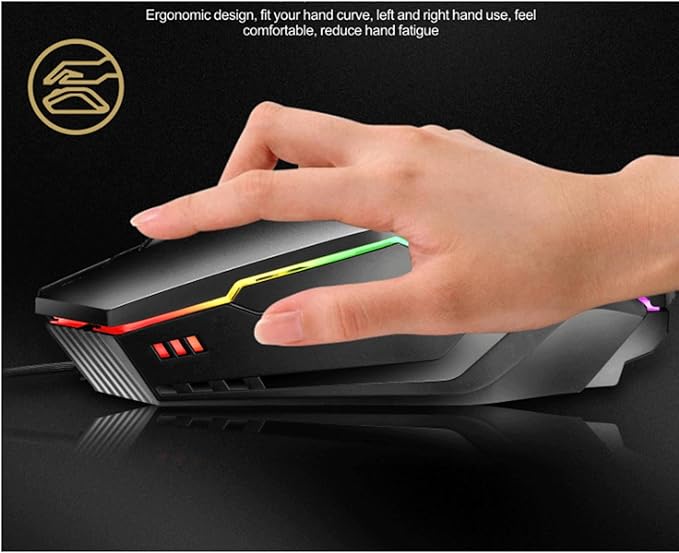 Computer Mouse Gaming Mouse 1600 DPI Wired Optical Mouse with 4 Buttons RGB Lighting Tilt Wheel Classic Black Wireless mice