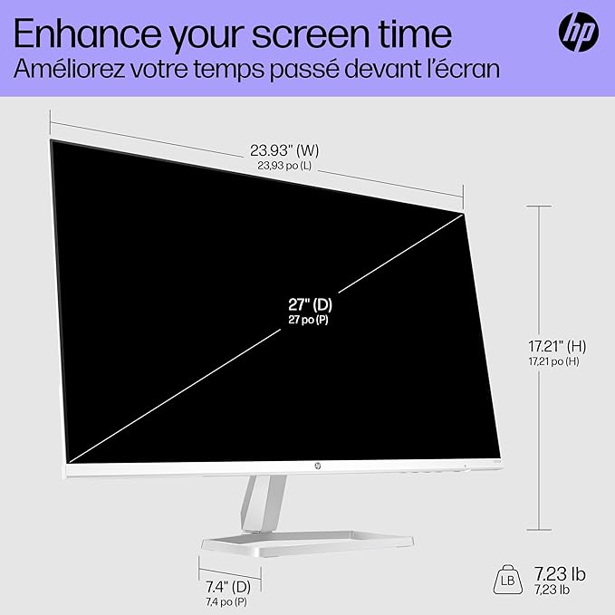 HP Series 5 27 inch FHD Monitor Full HD Display (1920 x 1080) IPS Panel 99% sRGB 1500:1 Contrast Ratio 300 nits Eye Ease with Eyesafe Certification 527sa (2024)