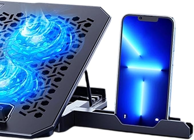 Adjustable Laptop Cooler - Cooling Pad Stand Ergonomic Design with Built-in-Fans Height Adjustable Feature with Airflow Desk Accessories Equipment Notebook Stand for Offices