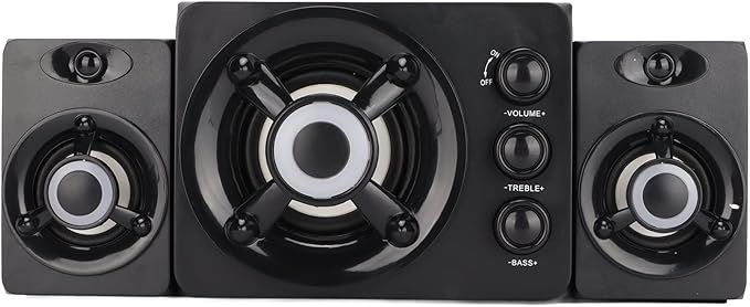 SUNGOOYUE Computer Speaker 2.1 USB Powered Stereo Subwoofer with RGB LED Light and Volume Control for PC Laptop Mobile Phone Tablet (New Version Black)