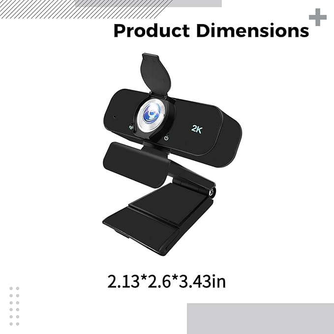 Built-in Microphones USB 2K Webcam with Tripod Plug-and-Play for Streaming and Video Conferences