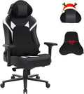 Ergonomic Gaming Chair Wyrdforging Computer Desk Chairs 4D Armrests High Back Office Chair With Headrest &amp Lumbar Pillow Tilt Rocker Recliner Heavy-Duty Base Black PU Leather &amp White Sue