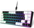 Membrane Wired Gaming Keyboard RGB Backlit Membrane Gaming Keyboard 68 Keys Linear Mechanical Feel Keyboard Ergonomic USB Computer Keyboard for Office Home Game (White Black)