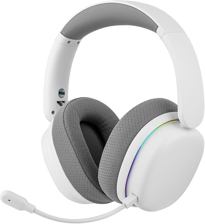 EPOMAKER X Aula G7 Pro Wireless Gaming Headset Dual Mode BT5.3 &amp 2.4GHz 7.1 Surround Sound 80+ Hour Battery RGB Light with Noise Canceling Mic for PS5 PS4 Switch PC (White)