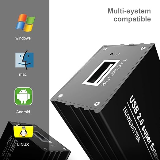 USB Extender Over RJ45 Cat5E/6 up to 230ft Ethernet Cable Extender with Power Adapter with 2 USB2.0 Output - Full USB 2.0 Support for Keyboard DongleMouse Webcam and All Operating System 102