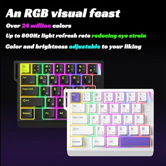 Left-Hand Mechanical Gaming Keyboard Hall Effect Magnetic Switch29 Keys Hot Swappable0.01mm Adjustable RT/RS8K Portable One Hand Gaming Keypad for FPS &amp Rhythm Games PC/MacRGB(White)