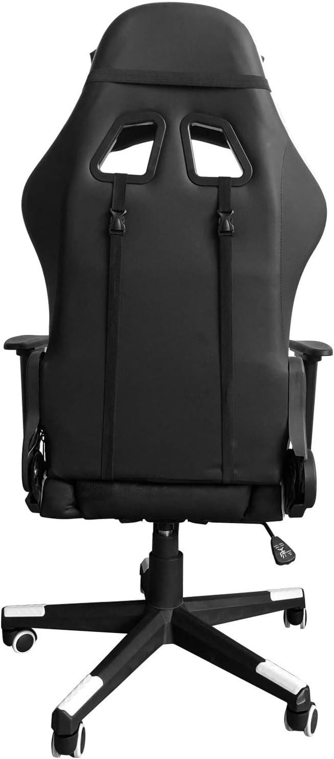 Modern-Depo Gaming Chair with Headrest and Lumbar Support Height Adjustable Swivel Office Chair High-Back Recliner White