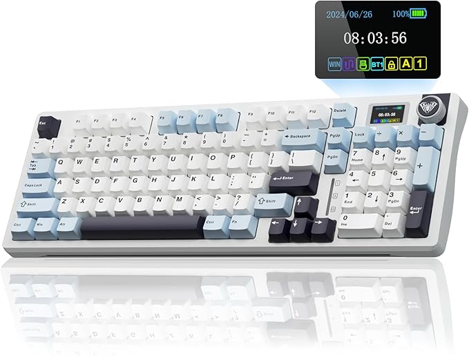 AULA S98 Pro Wireless Mechanical KeyboardSmart Screen &amp KnobTri-Mode BT5.0/USB-C/2.4GHz Creamy KeyboardPre-lubed Linear SwitchesHot Swappable RGB Backlit Computer Gaming Keyboards