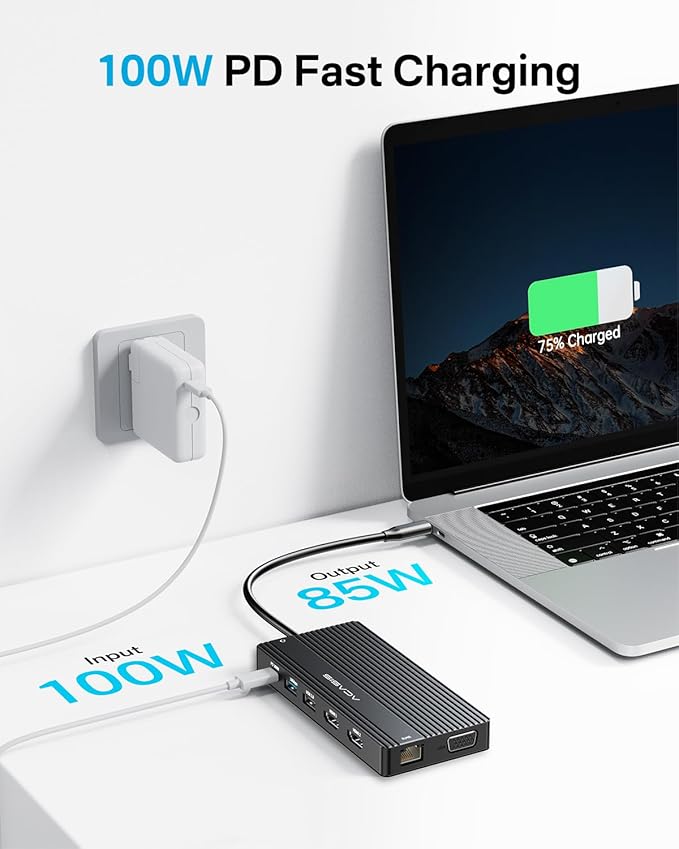 USB C Docking Station Dual Monitor 14 in 1 USB C Hub Adapter with 2 HDMI+DP(4K60Hz) Ethernet 3 USBC 10G100W PD SD/TF Audio Laptop Docking Station for Dell/HP/Lenovo/ThinkPad/Surface (Black)