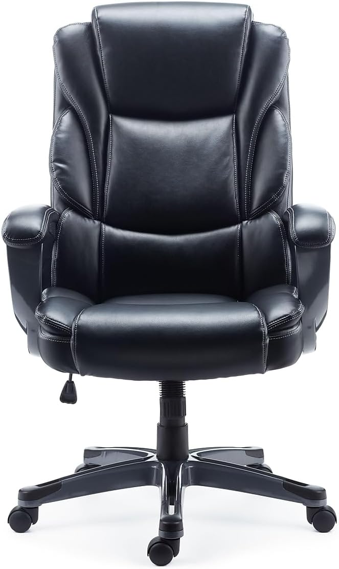 Staples Mcallum Ergonomic Manager &amp Executive Office Chair Task Desk Swivel Chair with Wheels Adjustable Height Bonded Leather Black