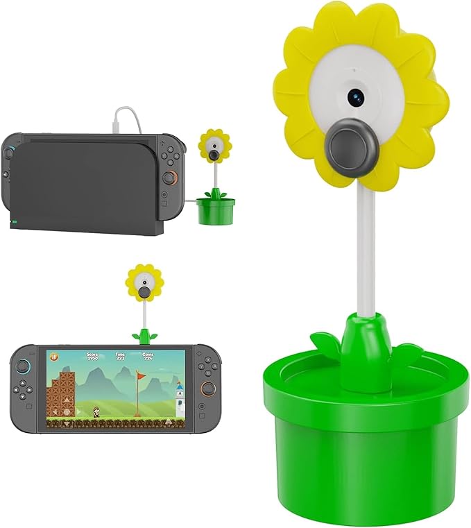 Camera for Nintendo Switch 2 720P HD Video 120 Degree Wide Angle Sunflower Camera for Nintendo Switch 2 with Sliding Privacy Lens Cover