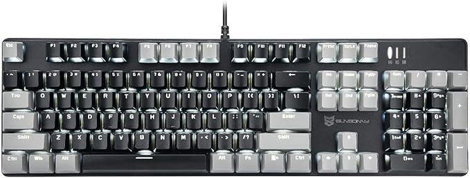 Qisan 104 Mechanical Keyboard for Gaming | Large Size USB White Backlit Gaming Keyboard Wired | US Layout Black Switches Hot Swappable Mechanical Clicky Keyboards Compatible with PC &amp Laptop