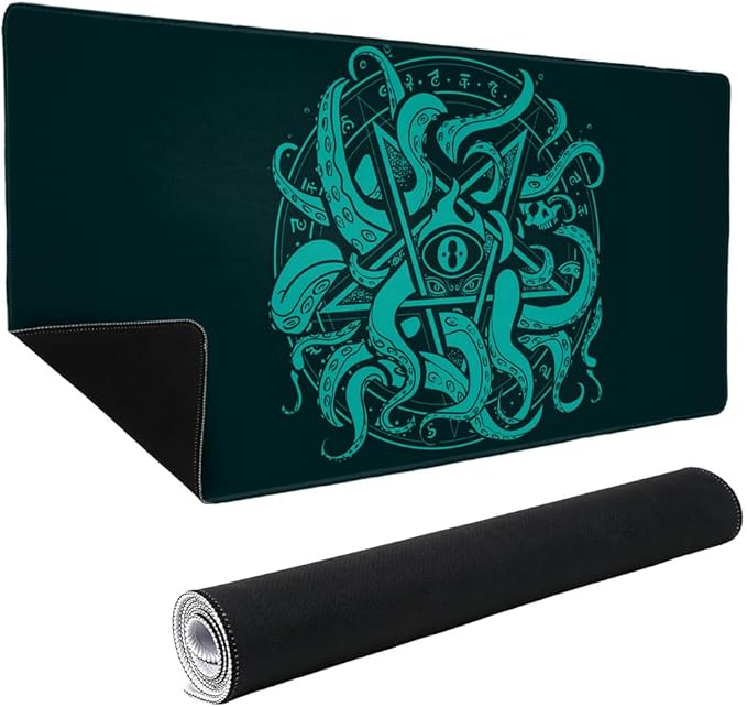 Cthulhu Elder Sign Pentagram Large Gaming Mouse Pad Desk Mat with Stitched Edges Non-Slip Base for Gamer Home and Office