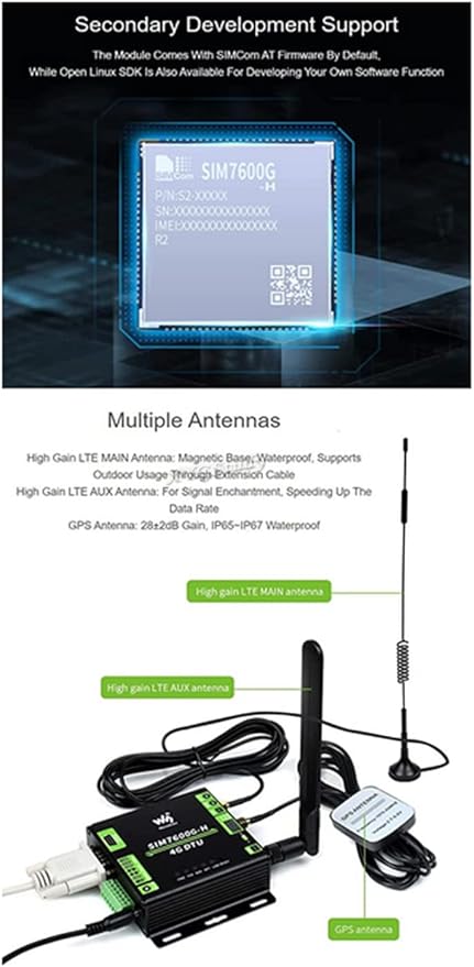 Industrial Grade SIM7600G-H 4G DTU USB UART/RS232/RS485 Multi Interfaces Communication LTE Global Band Support
