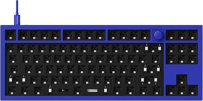 Keychron Q3 TKL Layout Hot-Swappable Wired Custom Mechanical Keyboard Full Aluminum Knob Barebone Version QMK/VIA Programmable Macro Double-Gasket DIY Kit Compatible with Mac Windows Linux-Blue