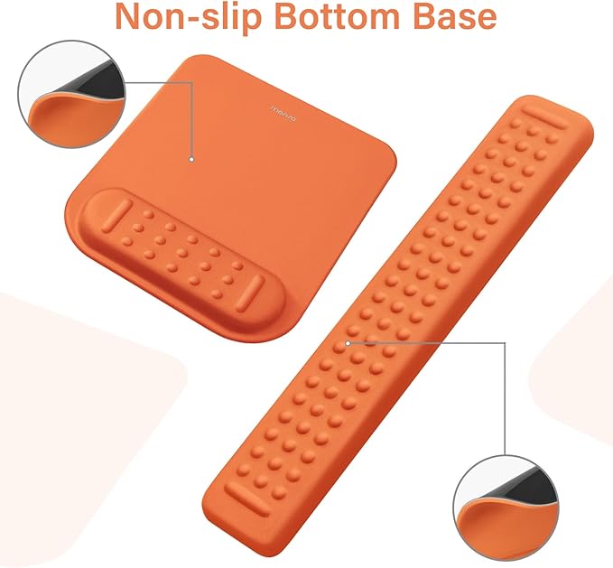 MOSISO Computer Keyboard Stand&ampWrist Rest Support for Keyboard &ampMouse Pad Set Ergonomic Massage Wrist Rest Set Easy Typing Working Acrylic Clear Stand for Office Home Cosmic Orange
