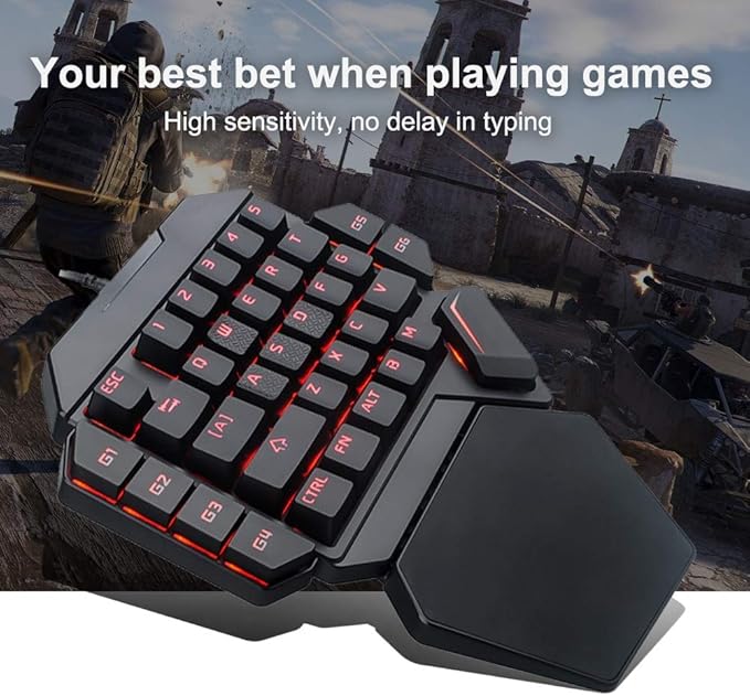 Single Hand Gaming Keyboard Mechanical Gaming Keyboard 35 Keys One Handed Keyboard with RGB Blacklight Small and Portable