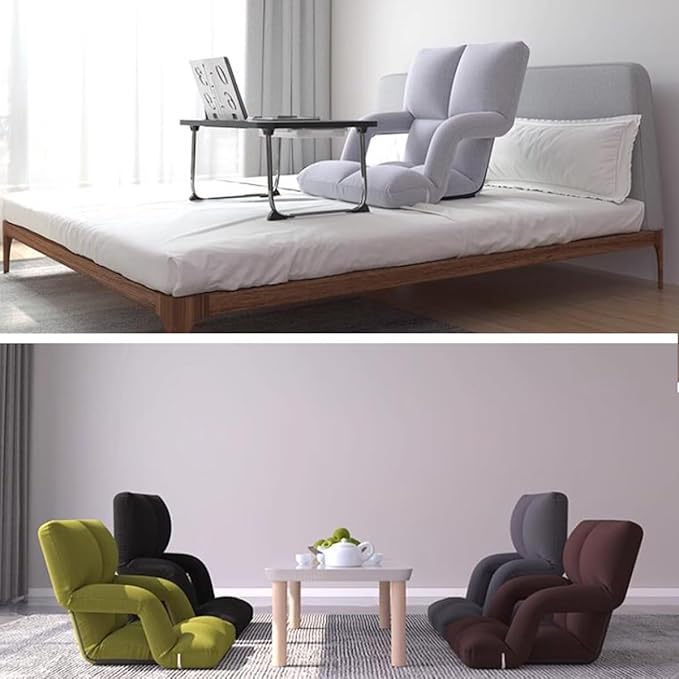 Folding Floor Chair with Back Support Adjust Lay Flat Recliner Folding Floor Gaming Chair Japanese Floor Chair Foldable Ergonomic Single Sofa Seat for Living Room Bedroom(/Pink)