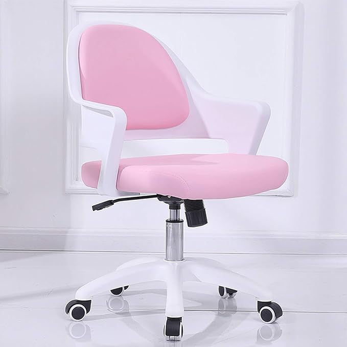 Mlaea Student Bedroom Gaming Chairs Executive Swivel Computer Chair with Backrest Dormitory Hotel Chair Rocking Function 59 * 58 * 84CM(Color:Pink)