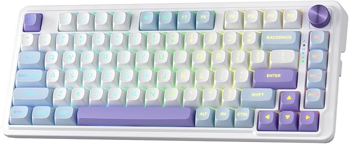 Redragon K673 MAX 75% Wireless Gasket RGB Gaming Keyboard 3-Modes 81 Keys PBT Compact Mechanical Keyboard w/Hot-Swap Socket Dedicated Knob Control &amp 5-Layer Noise Dampening Custom Linear Switch