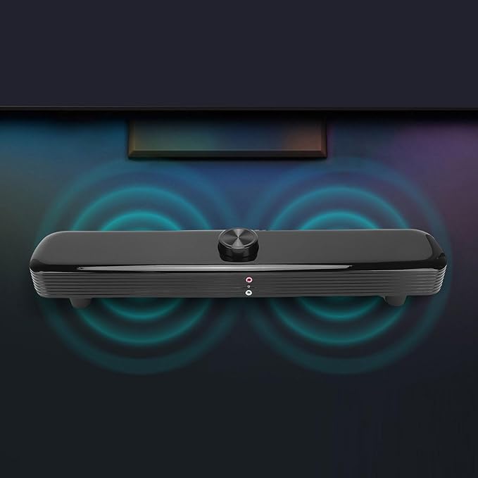 Computer Speakers for Desktop PC 3D Stereo Sound USB Computer Laptop Speaker with Breathing LED Light Microphone Soundbar for Office Home and Gaming